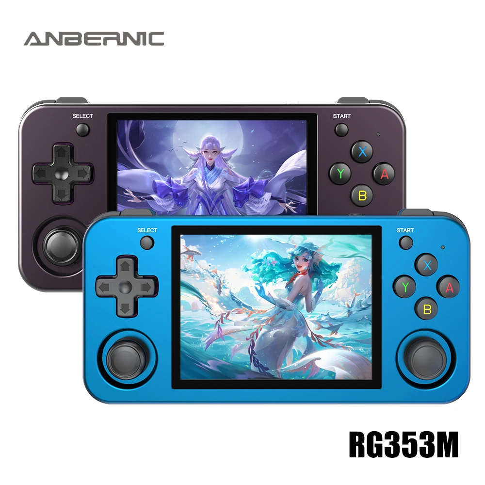 ANBERNIC RG353M Handheld Game Console Aluminium Alloy CNC Support Dual OS Android 11+Linux, 5G WiFi 4.2 Bluetooth 3.5 Inch IPS