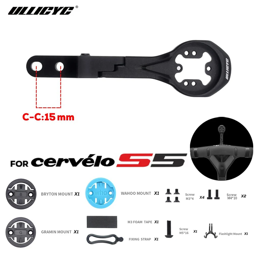 حامل كمبيوتر للدراجة Ullicyc مناسب لـ Cervelo S5 Aerobar مقود مدمج من سبائك الألومنيوم متوافق مع Gopro/GPS/Garmin #1