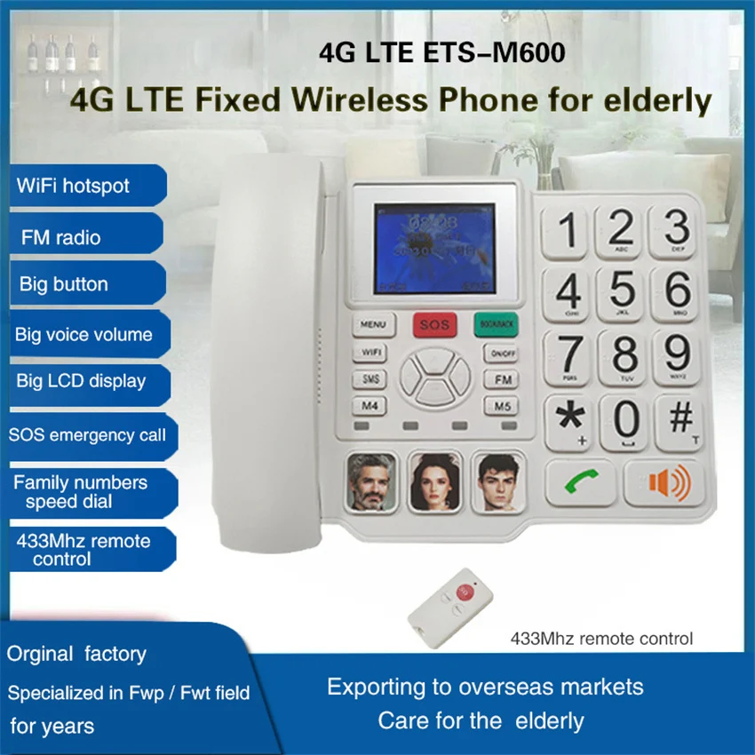 4G Wireless Card Insertion Telephone Landline Phone Large Button Home Wifi Phone Landline Phone