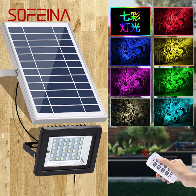 

SOFEINA Outdoor Solar Flood Light Remote Control Wall Mounted Waterproof IP65 Colorful Gradient LED For Courtyard Street Lamp