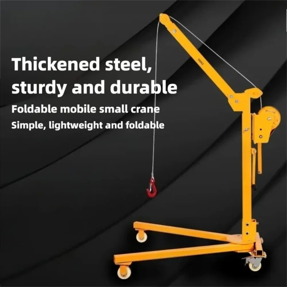 Foldable Portable Mobile Hand Crank Mini Crane Household Manual Lifting Hoist For Light Cargo Handling