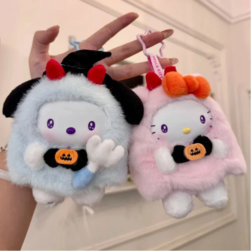 Miniso Sanrio Karakters Halloween Serie Vinyl Hanger Blind Box Mooie Hellokitty Figuur Pop Sleutelhanger Hang Lanyard Kindergeschenken