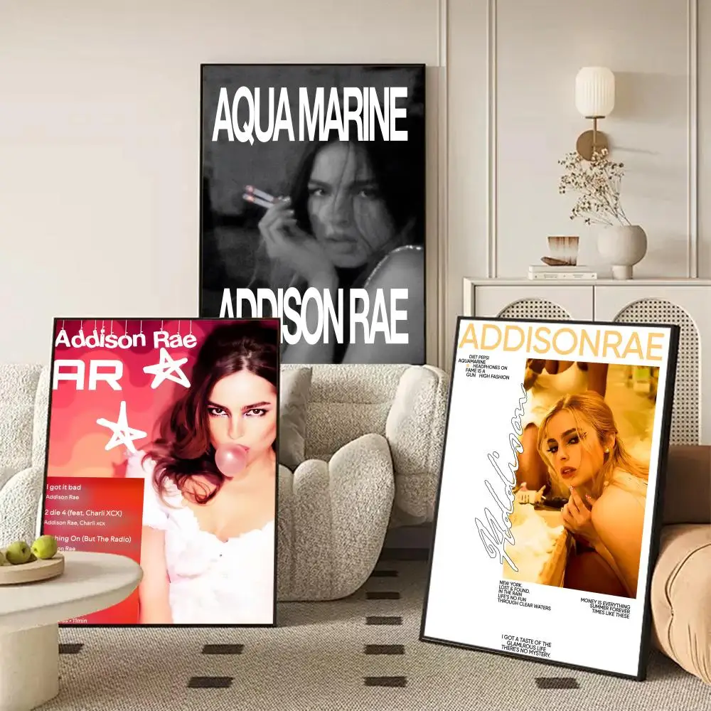 Singer A-Addison R-Rae Poster Waterproof Self-Stick Wall Art Stickers, Removable Wall Decor for Living Room and Bedroom