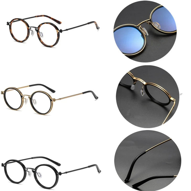 

Alloy Round Glasses Frame Men Myopia Prescription Eyeglass Lenses Women Retro Metal Blue Light Eyeglasses