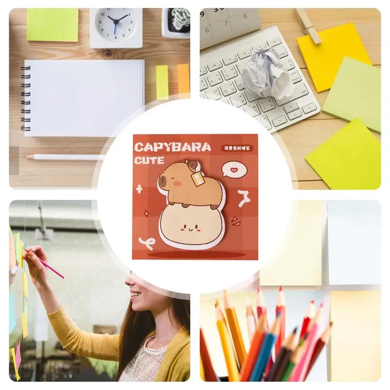 30 hojas de dibujos animados de capibara heteropico, cuaderno de notas adhesivas, papel para mensajes, notas adhesivas bonitas, suministros escolares, notas de papel, regalos