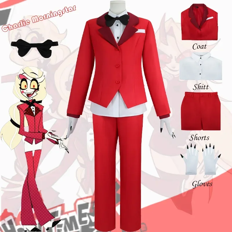 

CosplayAnime Charlie Morningstar Cosplay Costume Hazbin Devil Red Suit Hotel Women Men's Clothes Halloween Party Carnival Unifor