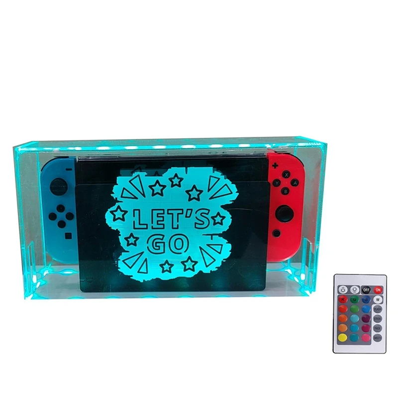 Clear Dust Cover With RGB Luminous Base For Switch/OLED Protection Cover Protective Sleeve Acrylic Display Shell Durable