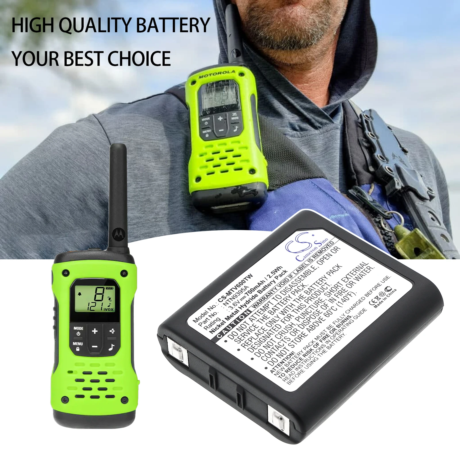 CS Replacement Battery For Motorola Talkabout T6000  Talkabout T6250   TalkAbout T6500R 700mAh /2.52Wh  Two-Way Radio