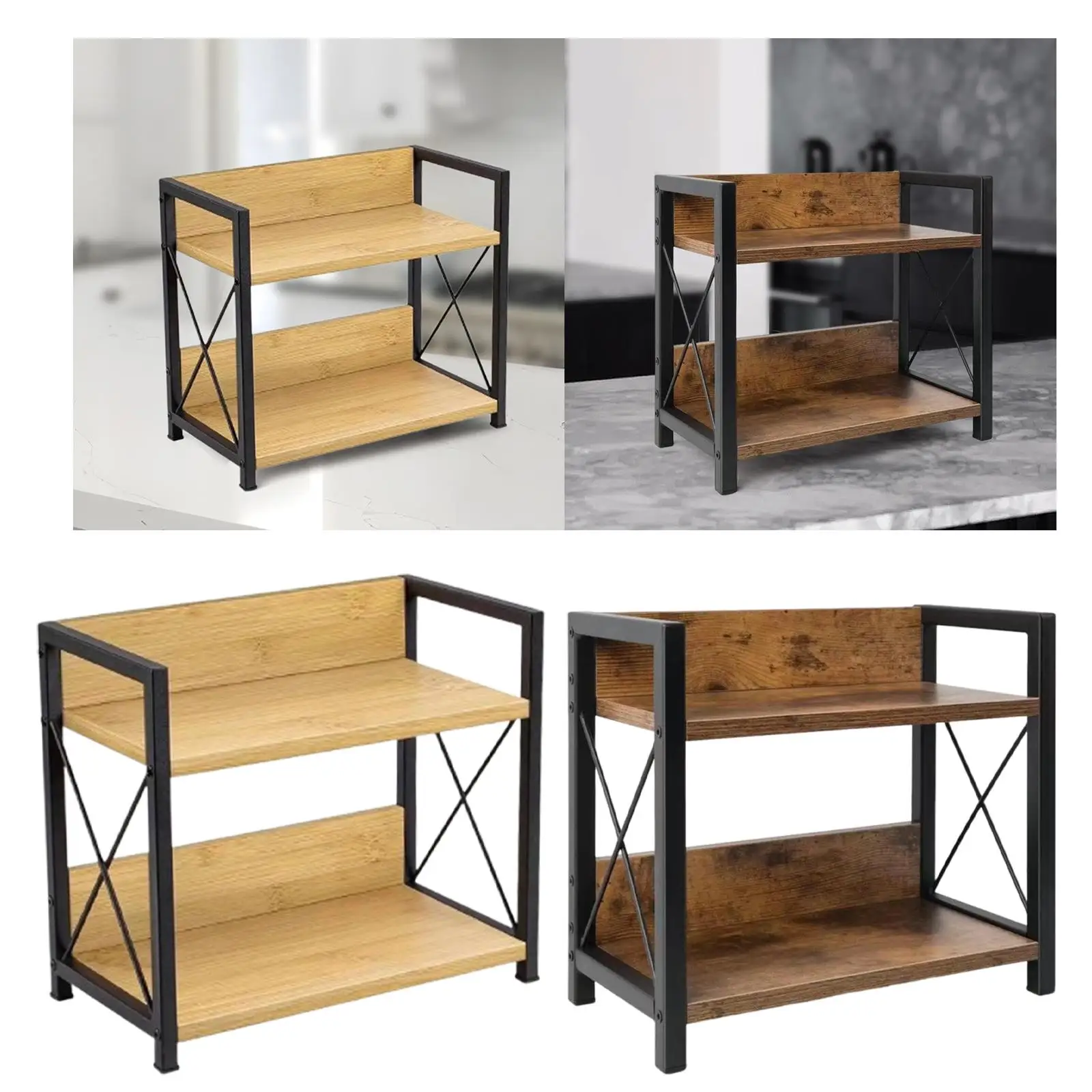 

Counter Shelf Organizer Tabletop Storage Rack 2 Layers Men Desktop Organizer