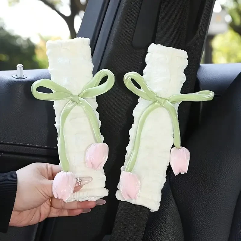 Image of 2PCS Auto Sicherheitsgurt Schulter Schutz Abdeckung Tulpe Dekoration Sicherheitsgurt Premium Sense Anti Lock Ganzjährig Universal