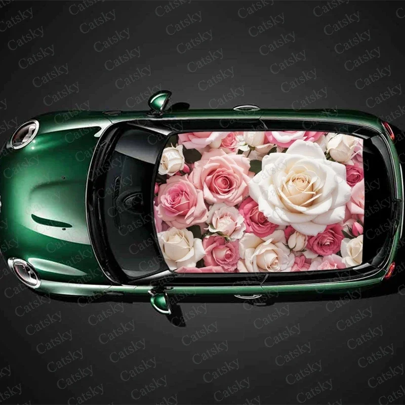 

Colorful Rose Bunch Flowers Car Roof Sticker Wrap Racing SUV Accessories Packaging Painted PVC Custom Car Graphic Decal