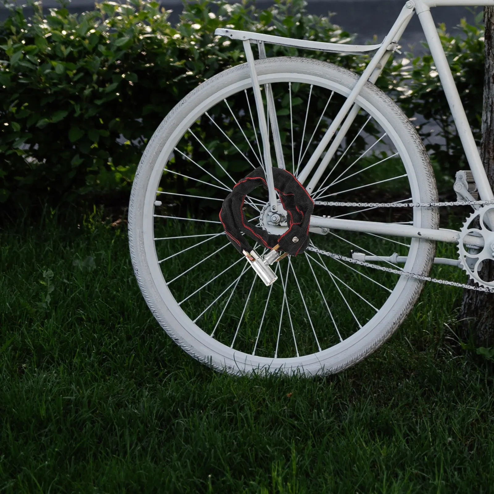 

Прочный плетеный тросовый замок из нержавеющей стали 80 см с покрытием из ткани, легкий, портативный, для велосипедов, скутеров, газонокосилок, защита от кражи