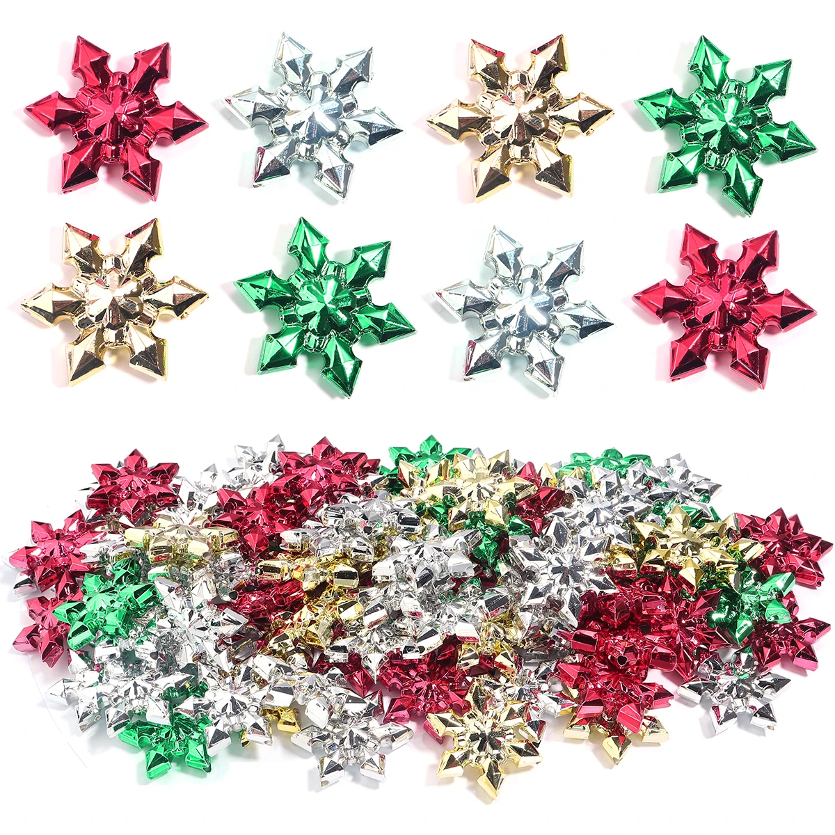 5pcs/Lot Christmas Beads Snowflake Beads Acrylic Beads Vertical Hole Beads For Jewelry Making DIY Bracelet Necklace Wholesale