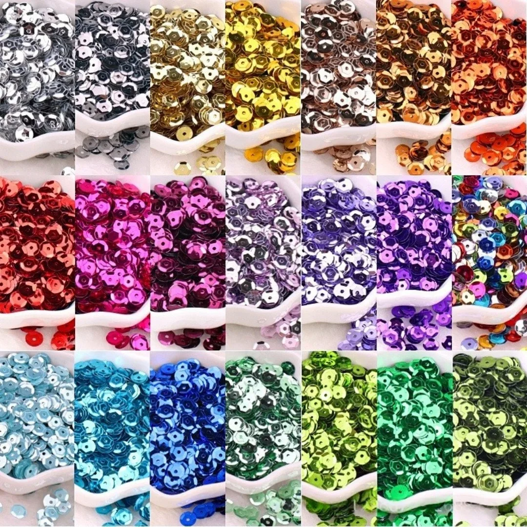 1000 pcs of 6mm silver sequins, curved pieces, laser circular concave pieces, bead pieces, DIY hand sewn clothing accessories, - Image 2