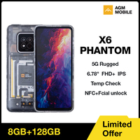 AGM X6 Phantom 5G Rugged Smartphone 8GB+128GB Unisoc T750 CPU 6.78 FHD+ Temp Sensor -30℃~300℃ 50MP NFC Dual SIM Waterproof Phone