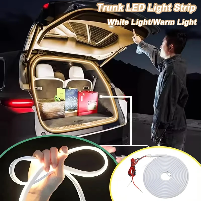 Trunk Ambient Lights Bar Led Light Strip Soft Rubber Interior Waterproof Atmosphere Light Strip Universal Fit for Vehicle Decor