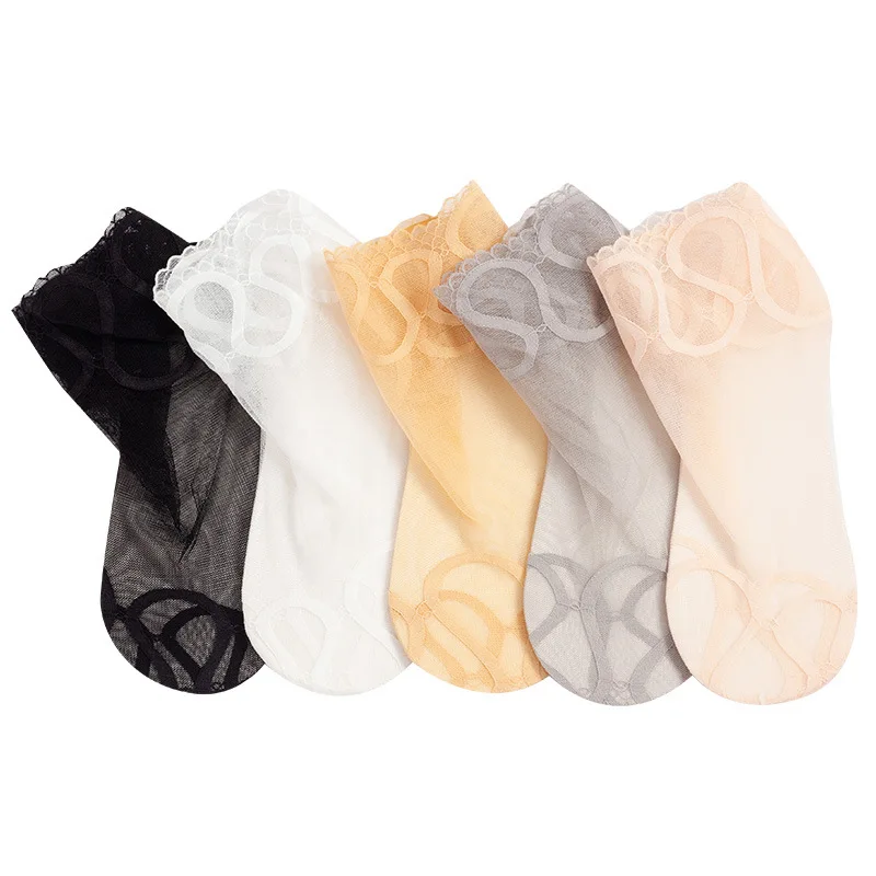 عالية الجودة موضة خمر القطن المرأة الدانتيل جورب شفاف الصيف الأزهار سيدة فتاة رقيقة الجوارب القصيرة للنساء دروبشيبينغ #5