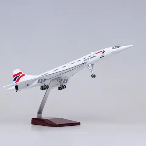 50CM 1/125 Skala Flygplan Concorde Air British Airways Flygbolag Flygplan Resin Flygplan med Ljus Landningsställ Modellleksak 10 best sales konkorde - №8