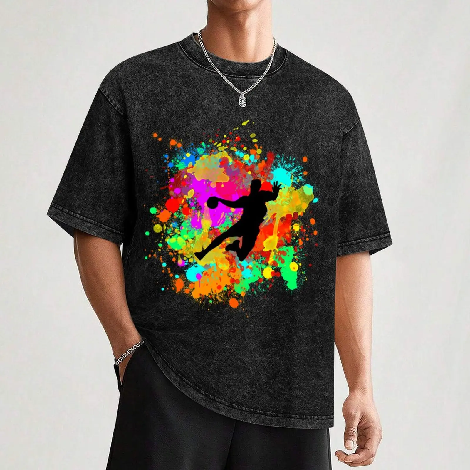 colorful handball player great gift for handball players T-Shirt Lightweight Basic Short Sleeve