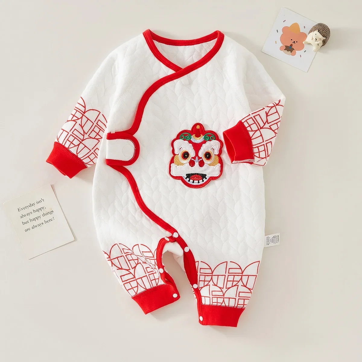 2023 NEW Dragon Embroidery Chinese Hanfu Jumpsuit For Baby Chinese Traditional New Year Outfit Cotton Birthday Clothing