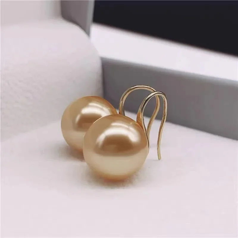 French 12mm Big Champagne Imitation Pearl Ear Hook Earrings for Women Personalized Wedding Jewelry Wholesale