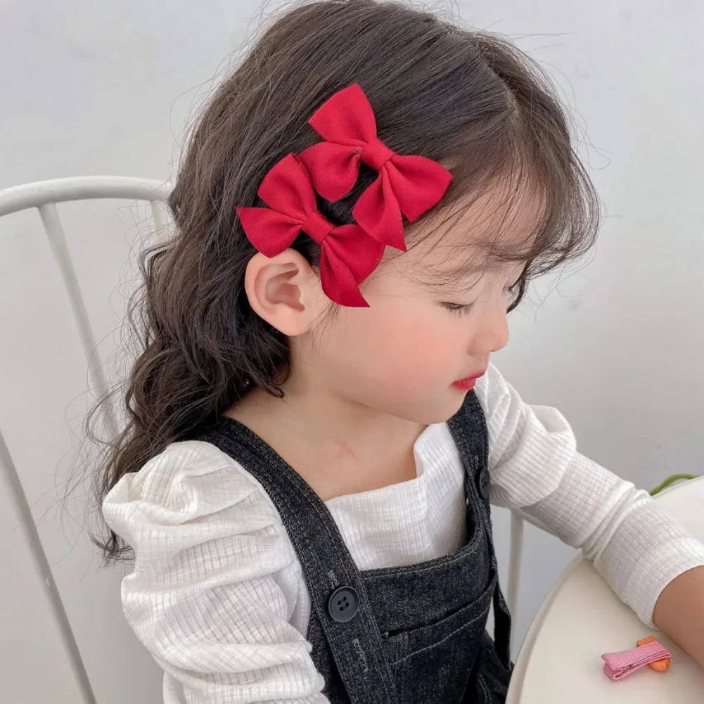 2pcs/set Bow Hair Clip Elegant Flower Hair Clips For 0-10Y Kid Ladies Set Hairpin Hair Accessories Korean Style Hair Accessories