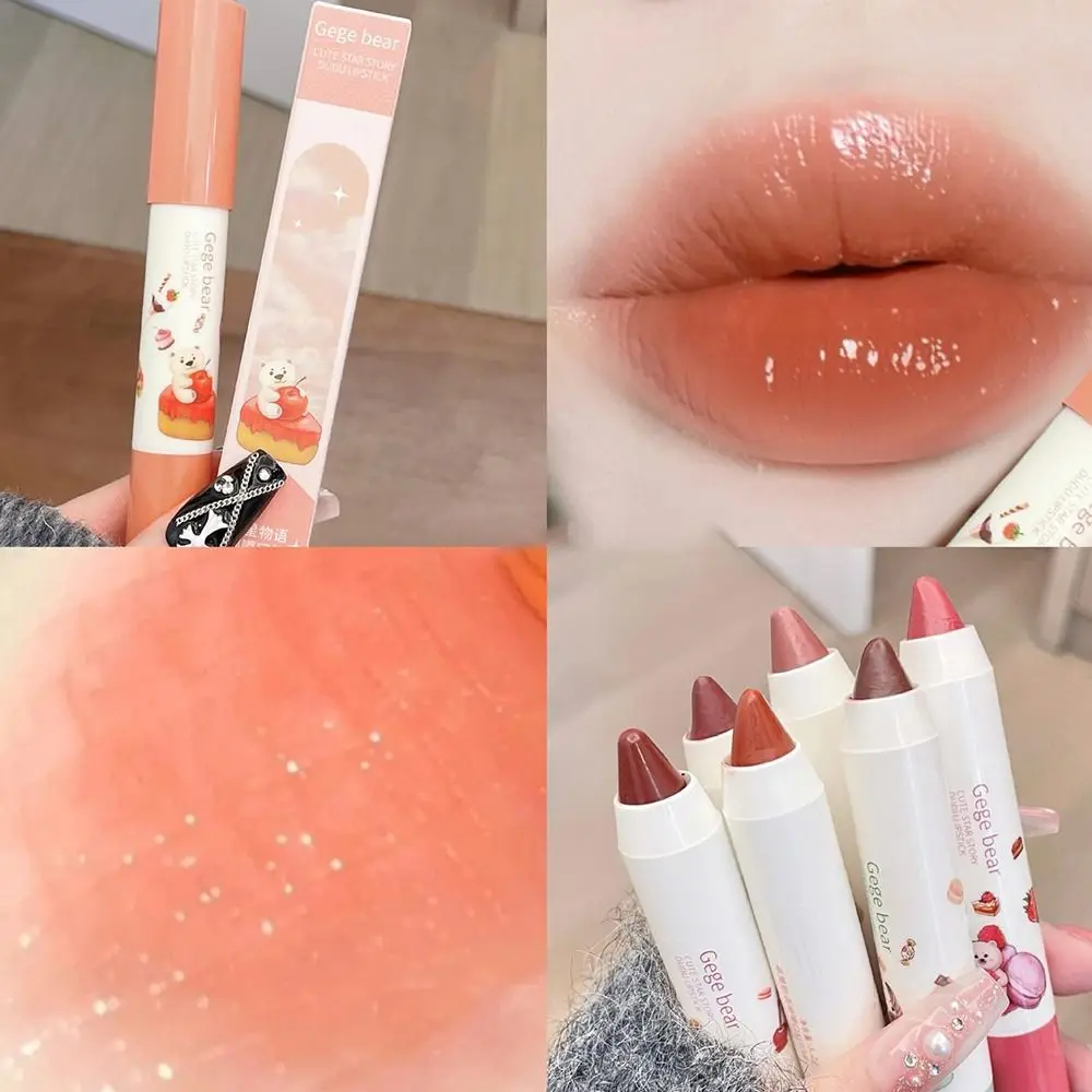 Gelei Beer Spiegel Krijt Lippenstift Hydrateren Water Gloss Lippenstift Make-Up Waterdichte Anti-Stick Cup Schattig Meisje Cosmetische Cadeau Schoonheid