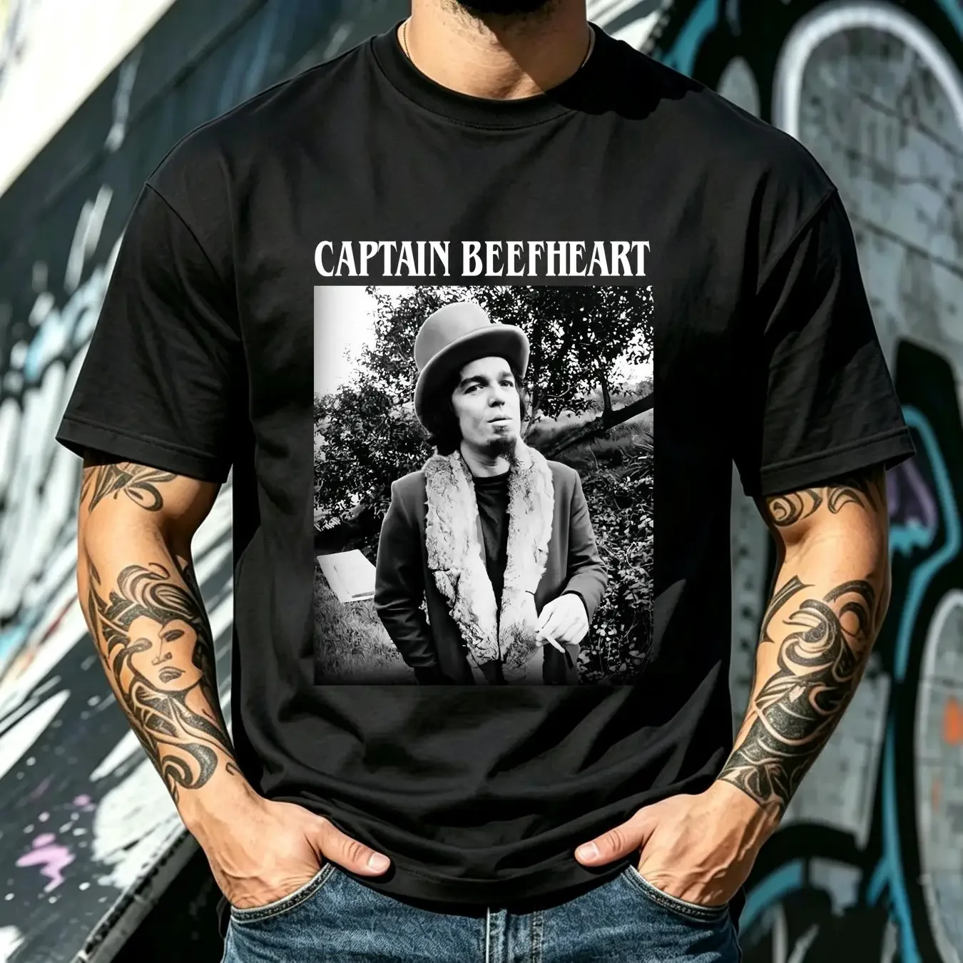 washed T Shirt Captain Beefheart Fast And Bulbous Music long or short sleeves vintage Washed Soft Comfortable fashion homme