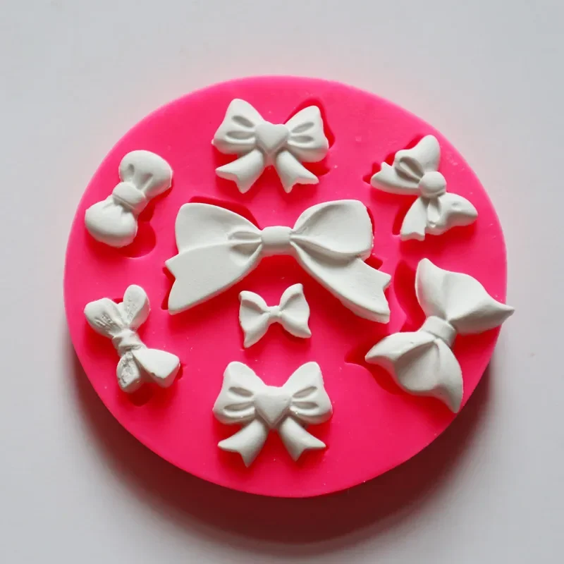 New Fondant Chocolate Silicone Mold Bow Bowknot Design Cake Deco DIY Fondant Cake Bow Silicone Mold Clay Aroma Gypsum Mold