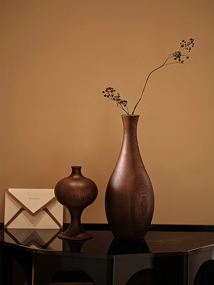 

Solid wood ornament dried flower vase French retro living room bedroom side table bedside table tea room tea table gift