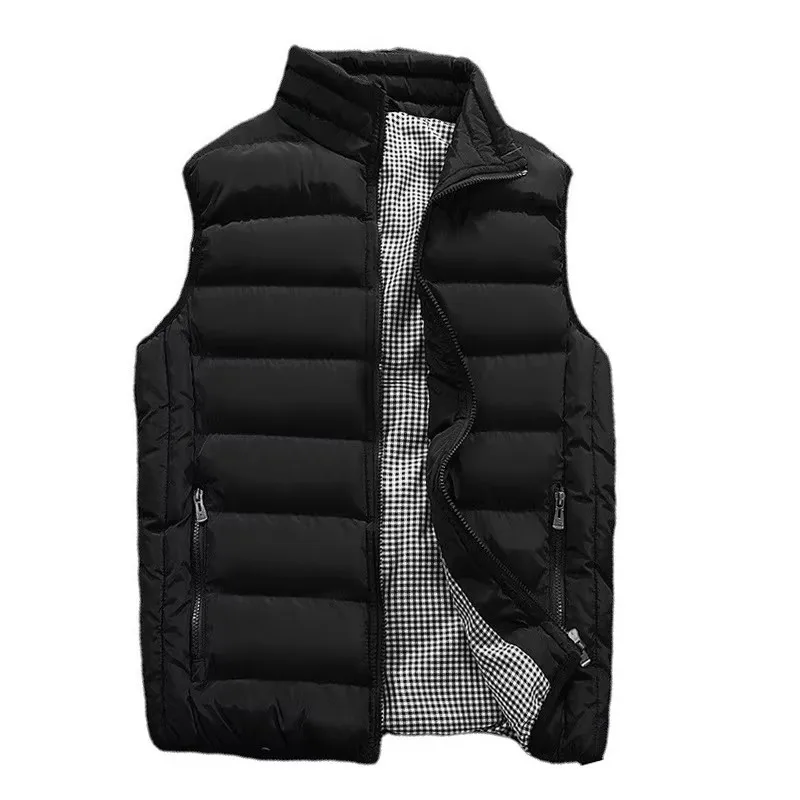 

Men Windproof Sleeveless Vest - Winter Thickened Down Cotton Warm Waistcoat Casual Coat