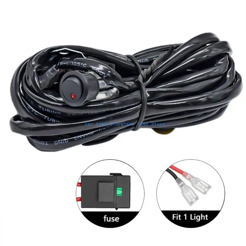 

RXJE Motorcycle Fog Light Wiring Harness Lamp Headlamp Switch Wire Cable with 2 Plugs