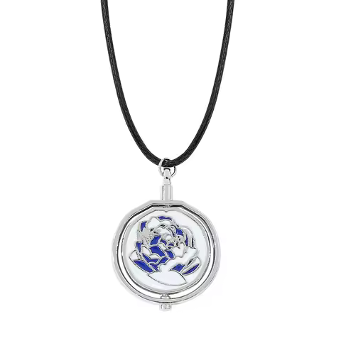 Anime Arcane Season 2 Ekko Rotatable Blue Rose Necklace Fashion League of Legends Jinx Pendant Cosplay for Friend Gifts