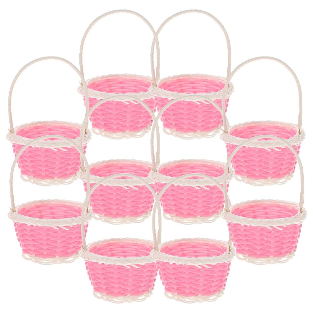 

10Pcs Miniature Baskets Woven Design Plastic Easter Party Favors Decor Easter Basket Mini Basket Mini Picnic Baskets Party Favor