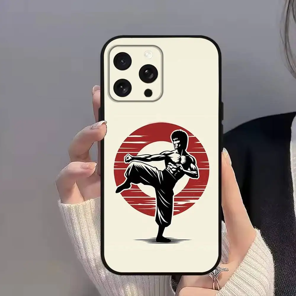حافظة هاتف B-Bruce Lee-es رائعة لهاتف iPhone 16e,16,15,14,13,12,11,Pro,X,XS,Max,XR,Plus,غطاء أسود ناعم صغير