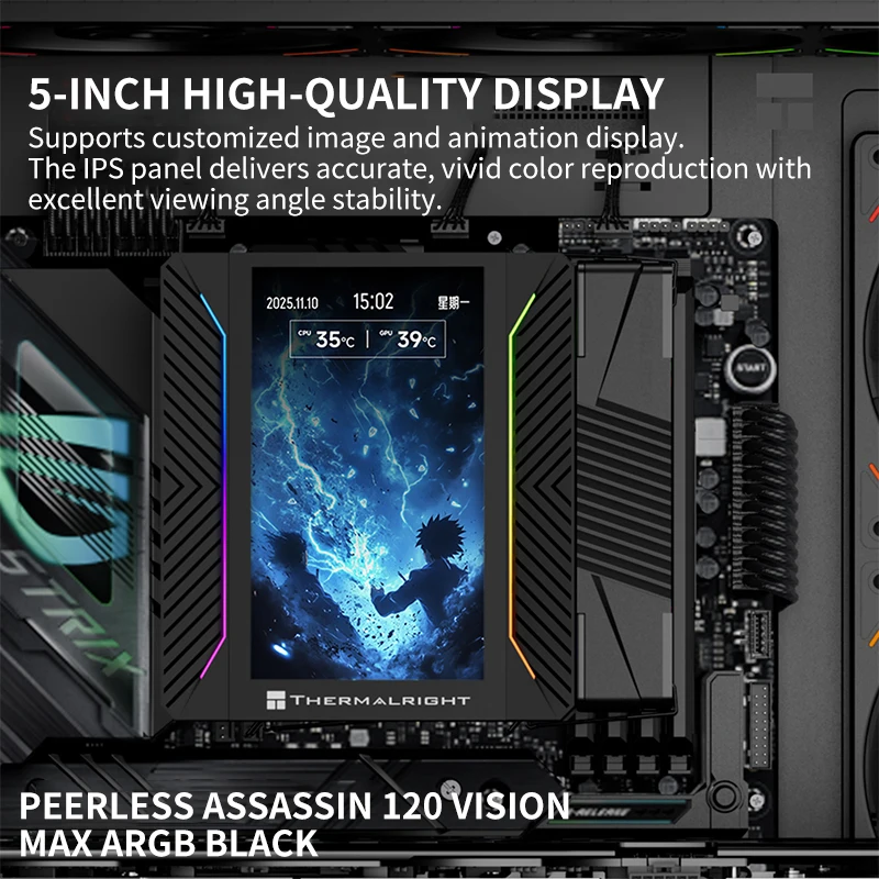 

Thermalright Peerless Assassin 120 VISION MAX AGHP 5.0 6*6MM heat pipe 5-inch Screen Air-Cooled CPU Cooler for LGA1851/1700 AM5