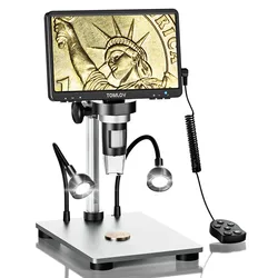 TOMLOV Microscopio Digital DM9 1200X 1080P LCD Video Microscopes for Adult Electronica Soldering PC View Coin Magnifier