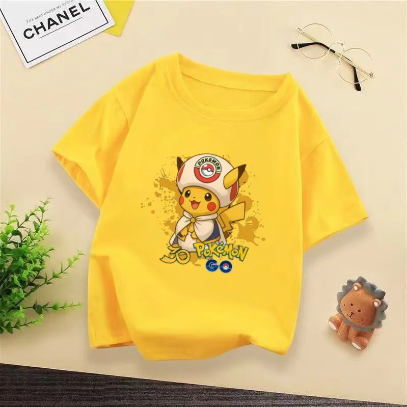

Детская толстовка с капюшоном Pok É Mon Pikachu, модная повседневная футболка с мультяшным принтом для мальчиков и девочек, свободная и удобная одежда