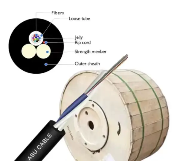 ASU cable  ASU80 ASU120  Outdoor mini  Aerial Adss Cable G652d Sm Fiber 12core 24core Asu optical Fiber Optic Cable