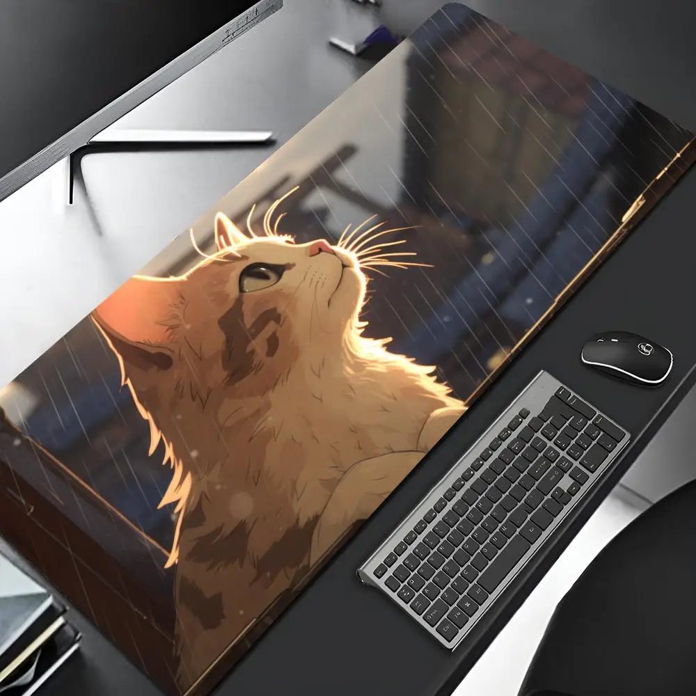 Black Cat Mouse Pad diy printing Gaming Locking Edge Big Computer Gamer Large Rubber Art Mousepad Laptop Desk Mat