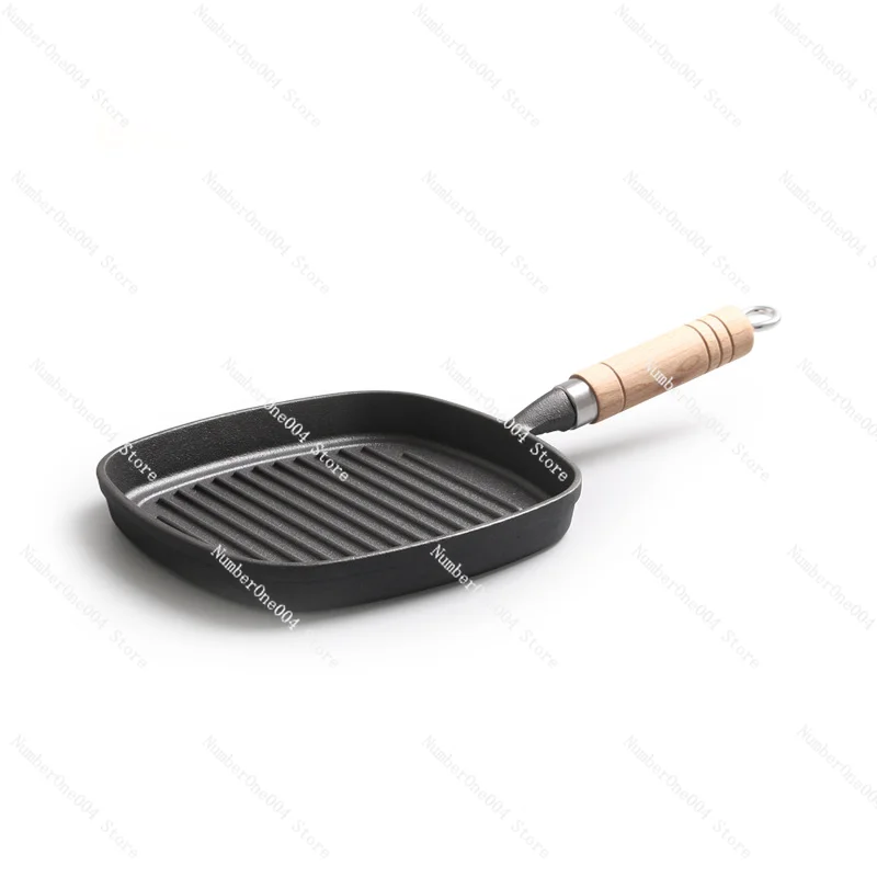 

Cast iron frying pan Striped steak Non-stick Uncoated multifunctional barbecue omelette pan Thickened