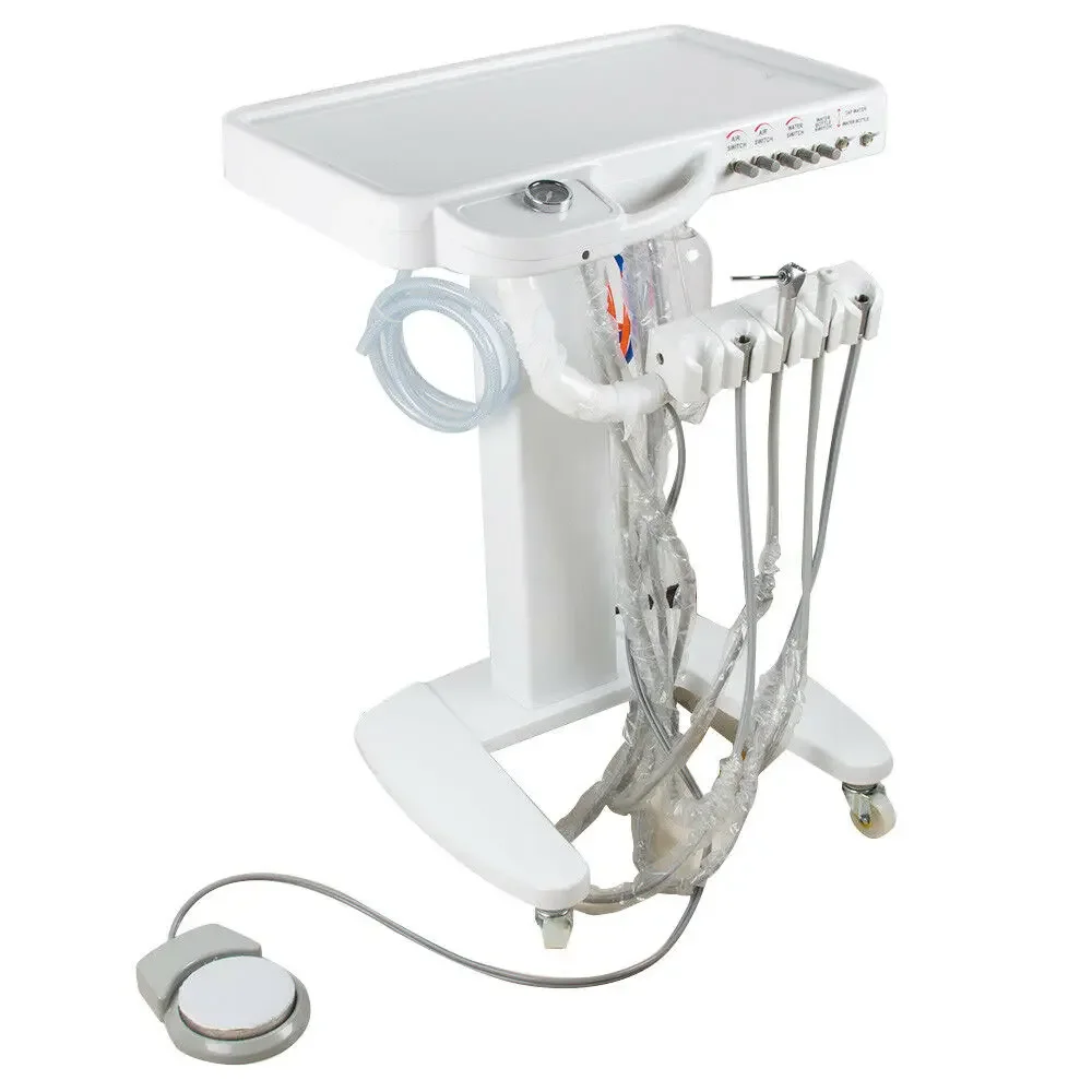 Bymaocar 4 Holes Portable Mobile Dental Delivery Unit System Cart Treatment Work Compressor 4-hole Hand Piece Tube