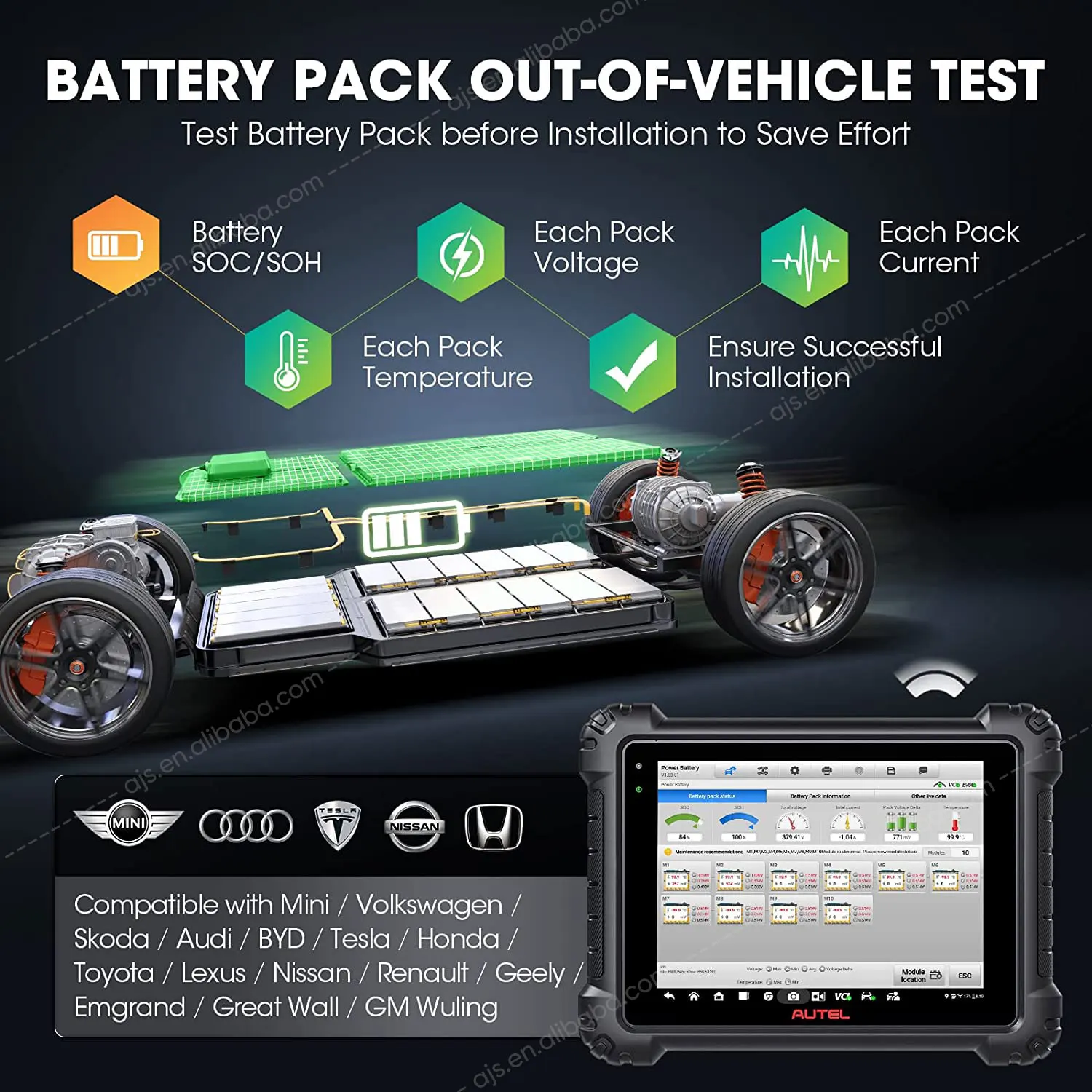 Autel MaxiSYS MS909EV Programmazione e codifica Sistema ad alta tensione e analisi delle batterie Diagnosi di bordo automobilistica 2