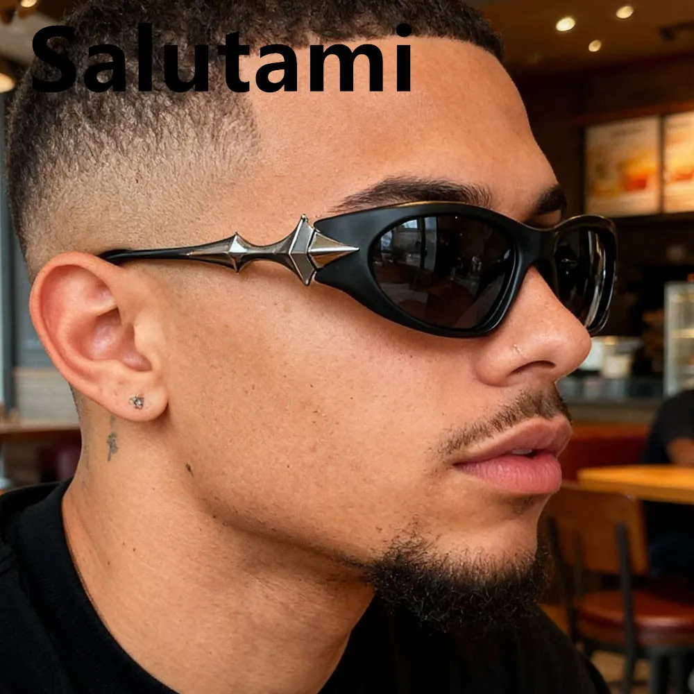 Vintage Legierung Stern Bein Y2K Sonnenbrille für Männer Neue Mode Spiegel Pilot Punk Sonnenbrille Frauen Sexy Hip Hop Shades Fahren Uv400