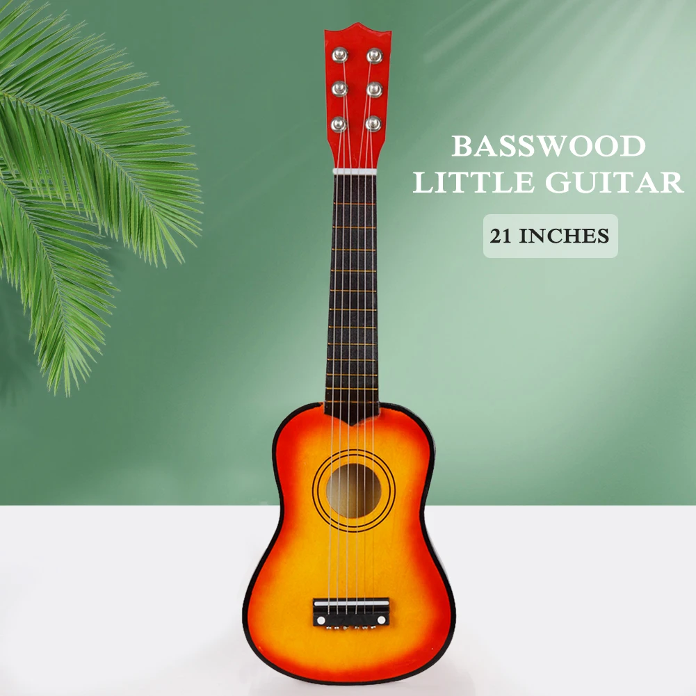 21 Inch Pro Basswood Ukulele Guitar with Picks 6 Strings Small Bass Acoustic Guitar Stringed Instruments Music Toy