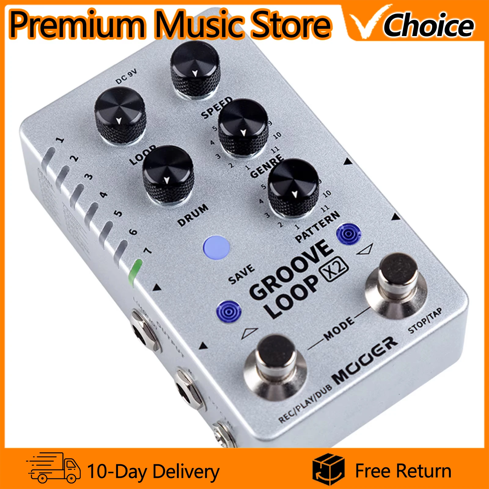 

MOOER GROOVE LOOP X2 Guitar Stereo Looper Pedal 14 Save Slots Drum Machine Pedal 121 Different Drum 10-minute Capacity Per Track