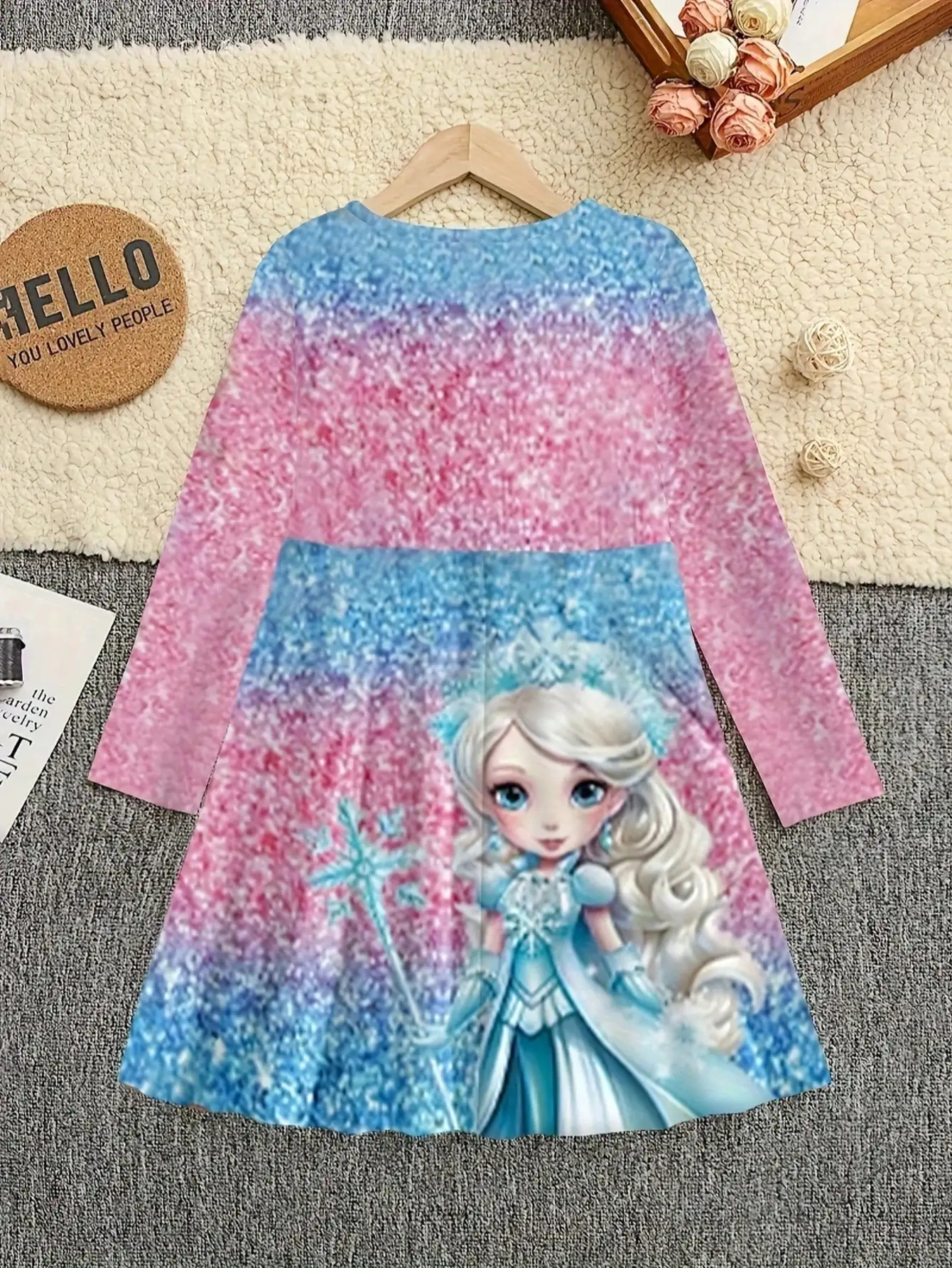 Mädchen-Einhorn-Cartoon-Kleid, kurzärmelig, sommerlich, lässig, Rundhalsausschnitt, 3D-gedruckt, geeignet für Teenager-Mädchen als Prinzessinnenkleid – Detail 9