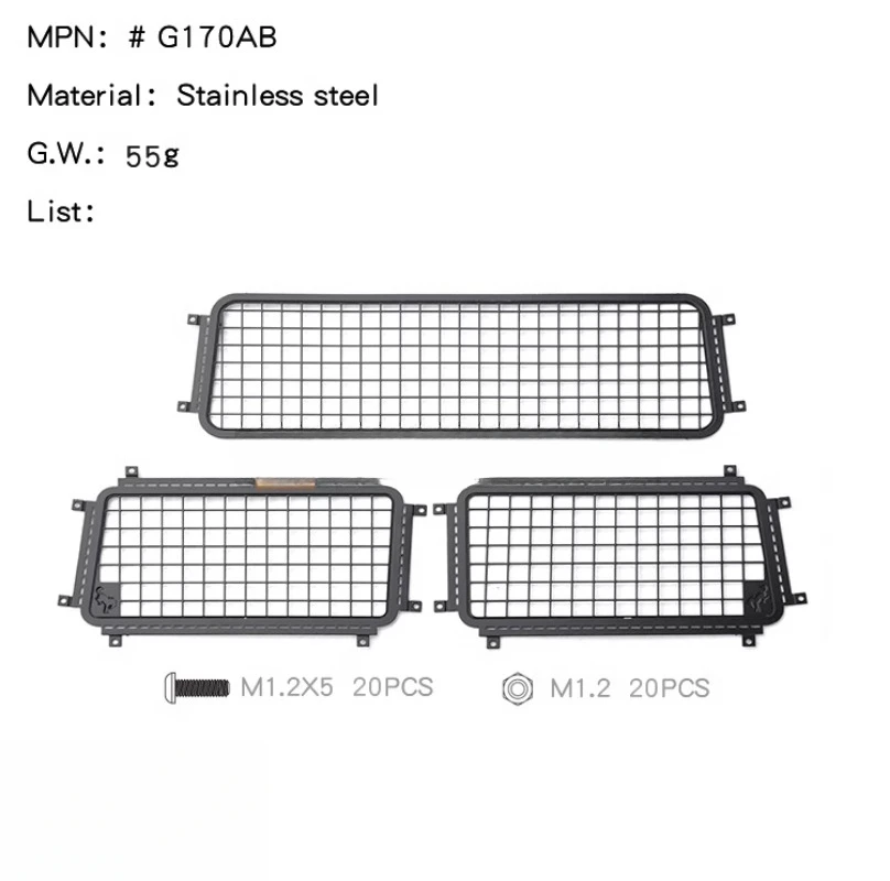 스테인레스 스틸 자동차 사이드 윈도우 네트 및 테일 윈도우 네트 액세서리 1/10 RC 크롤러 자동차 Traxxas TRX4 NEW Bronco 업그레이드 부품