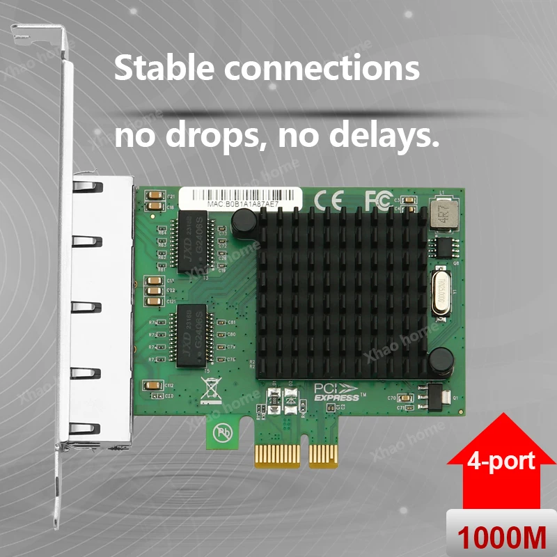 بطاقة PCIe X4 الصناعية رباعية المنافذ جيجابت إيثرنت 1350AM4 رقاقة 4x 1G RJ45 منافذ الرؤية/سطح المكتب/الخادم لنظام التشغيل Windows/Linux/Mac OS