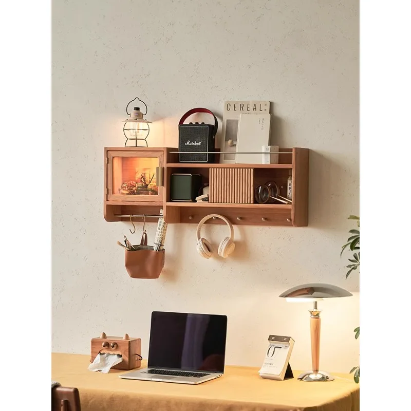 

Wall-mounted wine rack porch hanger bookshelf cherry wood wall-mounted storage rack